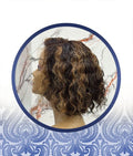 10″ highlighted waterwave Glueless lace frontal wig