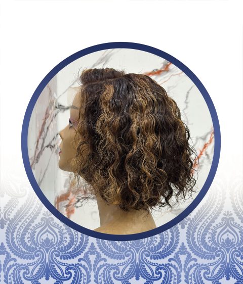 10″ highlighted waterwave Glueless lace frontal wig