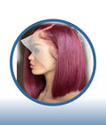 12 Inch Wine Red Peruvian Straight Frontal Wig