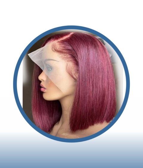 12 Inch Wine Red Peruvian Straight Frontal Wig