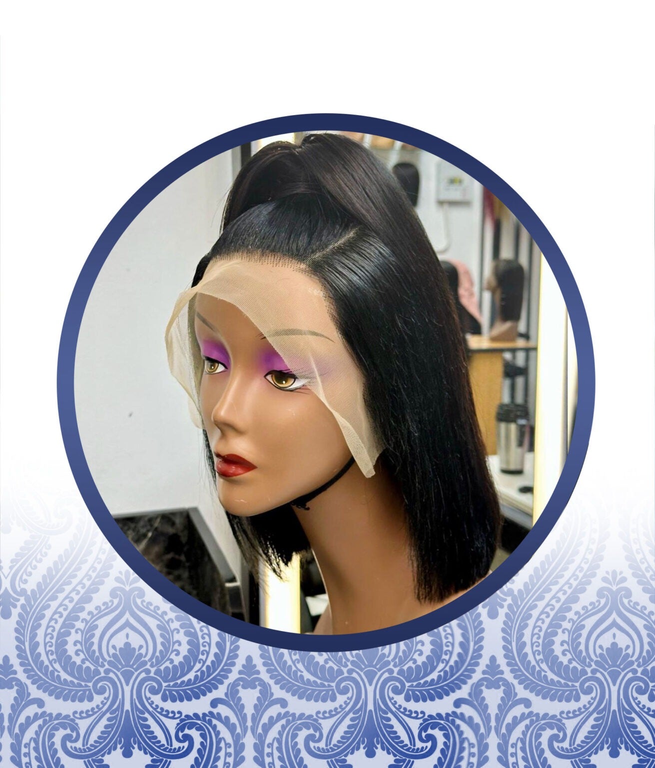 12” CUSTOMIZED TOP BUN LACE FRONTAL BOB WIG