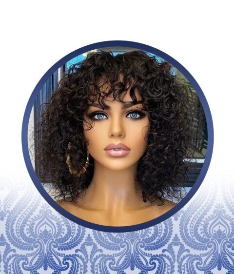 12″ Malaysian Curly Fringe Wig