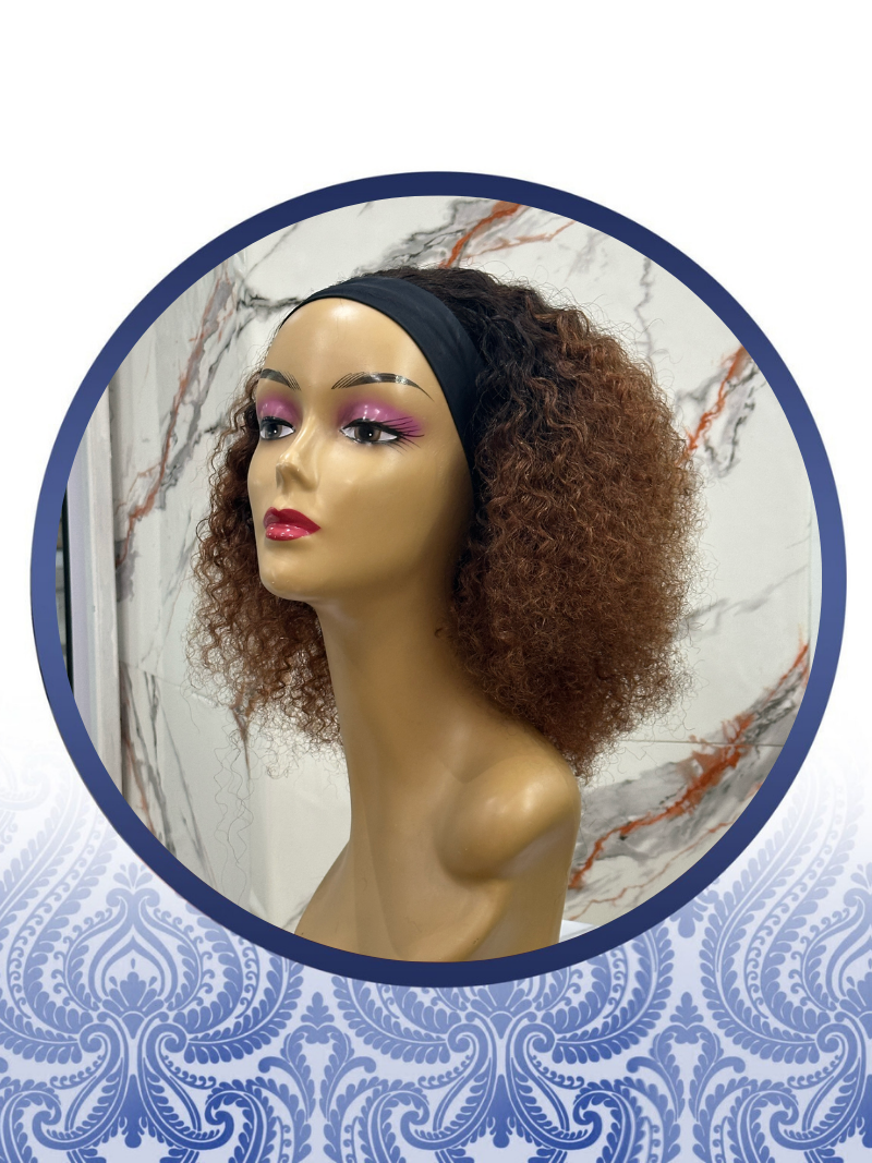 12” Ombre Brown Malaysian Curls Headband Wig