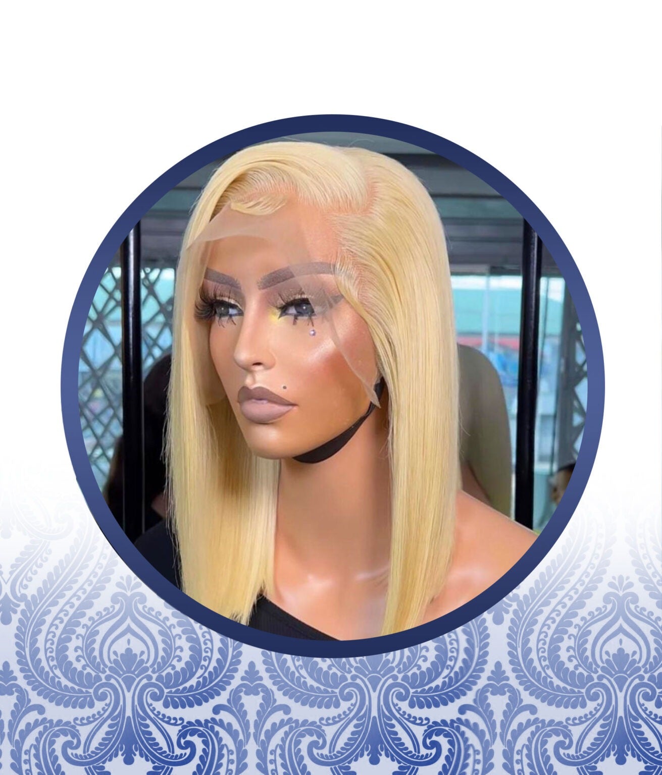 12″ Straight Platinum Lace Frontal Wig