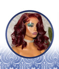 14 Inch Curled 4×4 Maroon Styled Peruvian Wig
