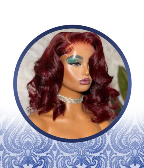 14 Inch Curled 4×4 Maroon Styled Peruvian Wig