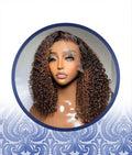 14 inch Mixed brown Jerry curl lace frontal wig